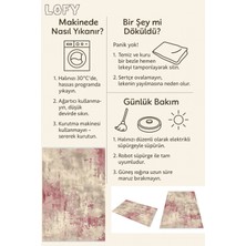 Pudra Bej Desenli Yıkanabilir Halı, Kaymaz Tabanlı,  Dostu, Robot Süpürge Uyumlu, Minimal Stil