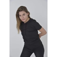35AVM Kapşonlu Slim Fit T-Shirt - Siyah