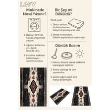Etnik Desenli Siyah Salon Halısı – Eskitme Görünüm, Makinede Yıkanabilir, Kaymaz Taban