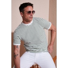 Buratti  Pamuklu Çizgili Regular Fit Bisiklet Yaka T Shirt Erkek T Shirt 5903005