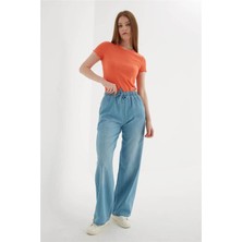 Fashion Friends Lastikli Palazzo Açık Mavi Kadın Pantolon 25Y0225K1