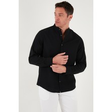 Buratti Keten Görünümlü Pamuklu Regular Fit Hakim Yaka Gömlek Erkek Gömlek CF25S112637