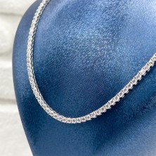 Su Yolu Pırlanta Montür Gümüş Gerdanlık - 3mm Livora Jewelry
