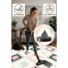 Geometrik Desenli Modern Halı – Makinede Yıkanabilir, Antibakteriyel ve Bebek Dostu