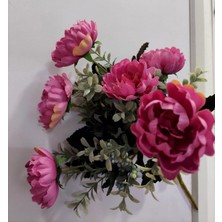 Yapay Çiçek Demet 30CM Pembe Yeşil Yapraklı Çin Şakayığı Gerçekçi Tamamlayıcı Dekoratif 1 Adet