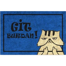 Tasarımlı Dekoratif Kapı Önü Paspas, Dış Mekan/ev Içi/banyo/mutfak/yatak Odası/giriş Paspasları (Git Buradan Mavi, 45 x 70)