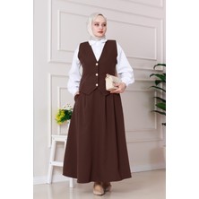 Cemre Yelekli Ikili Takım-Kahverengi