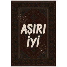 Klasik Motifli "aşırı Iyi" Halı – Retro Yazılı Tasarım | Kaymaz, Yıkanabilir, Robot Süpürge Uyumlu