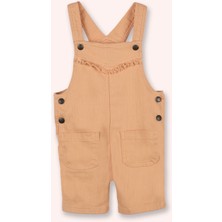 Kız Bebek Çıtçıtlı Dikiş Detaylı Somon Salopet