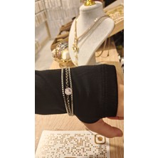 Taşlı Su Yolu Zarif Çelik Bileklik