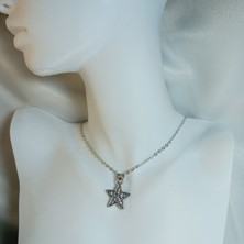Crystal Atelier Gümüş Rodyumlu Kaplama Zirkon Taşlı Büyük Yıldız Kolye, Gümüş Büyük Yıldız Kolye, Fairycore Y2K Büyük Yıldız Kolye, Kadın Kolye, Hediyelik Kolye, Gümüş Zincir Kolye, Yıldız Kolye