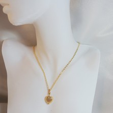 Crystal Atelier Altın Kaplama Minimal Tasarımlı Kalp Altın Kolye, Altın Kaplama Kalp Kolye, Altın Kaplama Gold Kalp Kolye, Kalp Kolye, Kadın Kolye, Hediyelik Kolye