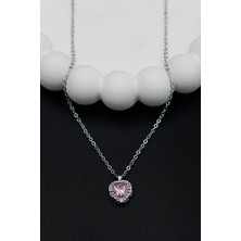 Pandora's Zirkon Taşlı Kalp Charm Model Gümüş Renk Kadın Kolye