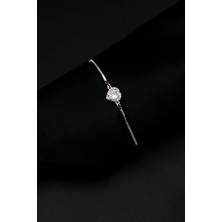 Pandora's Zirkon Taşlı Kalp Charm Model Gümüş Renk Ayarlanabilir Kadın Bileklik
