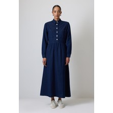 Cep Detaylı Denim Elbise