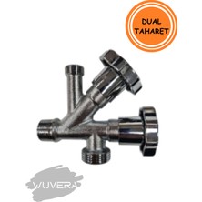 Wuvera Dual Taharet Musluğu – Çift Vanalı, 3/4” & 3/8” Çıkışlı, 1/2” Tesisat Bağlantı