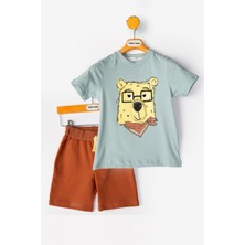 Ayılı Şortlu Erkek Bebek Alt Ust Takım Erkek Bebek Takım Ikili Erkek Çocuk Takım Erkek Bebek Giyim