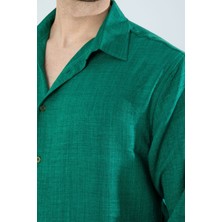 Mevsimlik Keten Dokulu Bol Kalıp Uzun Kollu Oversize Erkek Gömlek