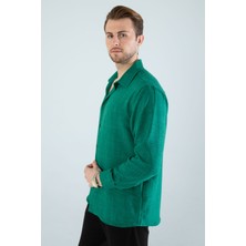 Mevsimlik Keten Dokulu Bol Kalıp Uzun Kollu Oversize Erkek Gömlek