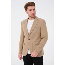 Erkek Slim Fit Blazer Ceket Bej