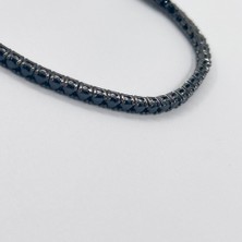 Onix Taşlı Siyah Rodajlı Su Yolu Gümüş Bileklik - 3mm Livora Jewelry