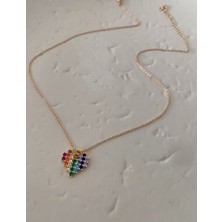 Yeni Yaz Modeli Özel Seri Renkli Taşlı Kalp Çelik Kadın Kolye