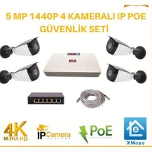 5 Kameralı 5 Mp 1440P Ip Poe Güvenlik Kamerası