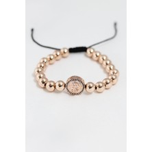 Rose Renk Çelik Zirkon Objeli Asansörlü Bileklik