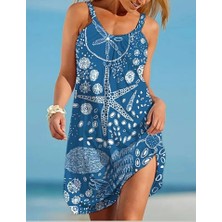 Adatakbutiq Kadın Askılı Deniz Yıldızı Desenli Süprem Elbise