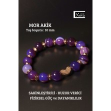 Sertifikalı Doğal Taş Kalpli Tasarım Bileklik ( Taş Boyutu 10 Mm)