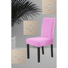 1 Adet Kare Desen Pudra Sandalye Kılıfı, Lastikli Tüylenmez Yıkanabilir 45 x 45 x 60 Ölç Sandalye Örtsü