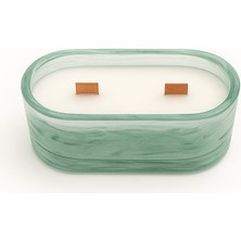 Elips Saksı Mum - Kırmızı-Beyaz | Doğal Soya Wax | Vanilya Kokulu | Dekoratif El Yapımı Mum