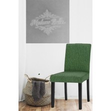 Yeşil Çubuk Desen Jakarlı Esnek Yıkanabilir Lastikli 1 Adet 45 x 45 x 60 Boyutunda Sandalye Kılıfı