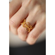 14 Ayar Altın Zikzak ve Düz Ajda Modeli Yüzük