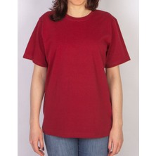 Zym Star Ünisex Bordo Oversize Bisiklet Yaka Kısa kollu T-Shirt