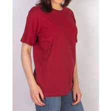 Zym Star Ünisex Bordo Oversize Bisiklet Yaka Kısa kollu T-Shirt