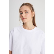 Zym Star Ünisex Beyaz Oversize Bisiklet Yaka Kısa kollu T-Shirt