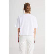 Zym Star Ünisex Beyaz Oversize Bisiklet Yaka Kısa kollu T-Shirt