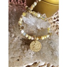 Medusa Spirit Sarı Opal Taşlı Altın Kaplama Gümüş Kolye