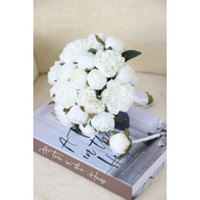 Gelin Buketi 20LI Tırtıklı Şakayık Güller Beyaz