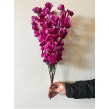 Yapay 9 Dallı Mor Bahar Dalı Japon Kiraz Çiçeği Dekoratif Saksı Vazo Süsü