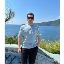 Erkek Bisiklet Yaka Oversize Baskılı T-Shirt