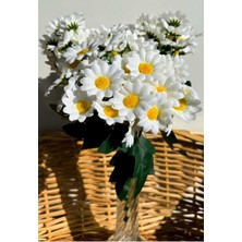 Osohome Dekoratif Yapay Çiçek Beyaz Papatya Gerçek Görünümlü 5 Dallı 25 Çiçekli 30  cm