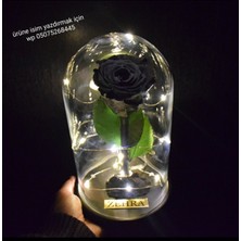 Ledli Cam Fanusta Isimli Siyah Solmayan Gül, Siyah Gül Sevgiliye Hediye, Sevgililer Günü Hediyesi