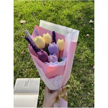 Örgü Lale ve Lavanta Buketi,lale Çiçeği,örgü Çiçek Buketi,anneye,sevgiliye,arkadaşa,öğretmene Hediy