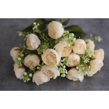 Ekru Krem Şakayık Fındık Gülü 45  cm  Ev Vazo Dekor Süsü