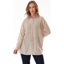 Kırçıllı Düğmeli Oversize Gömlek