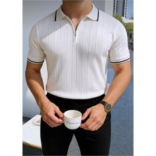 Erkek Fermuarlı Polo Yaka Örme Triko T-Shirt