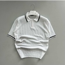 Erkek Fermuarlı Polo Yaka Örme Triko T-Shirt
