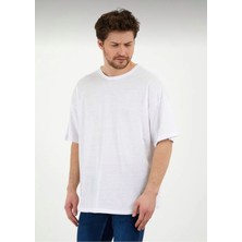 Erkek Oversize Pamuklu Bisiklet Yaka Kısa Kollu T-Shirt